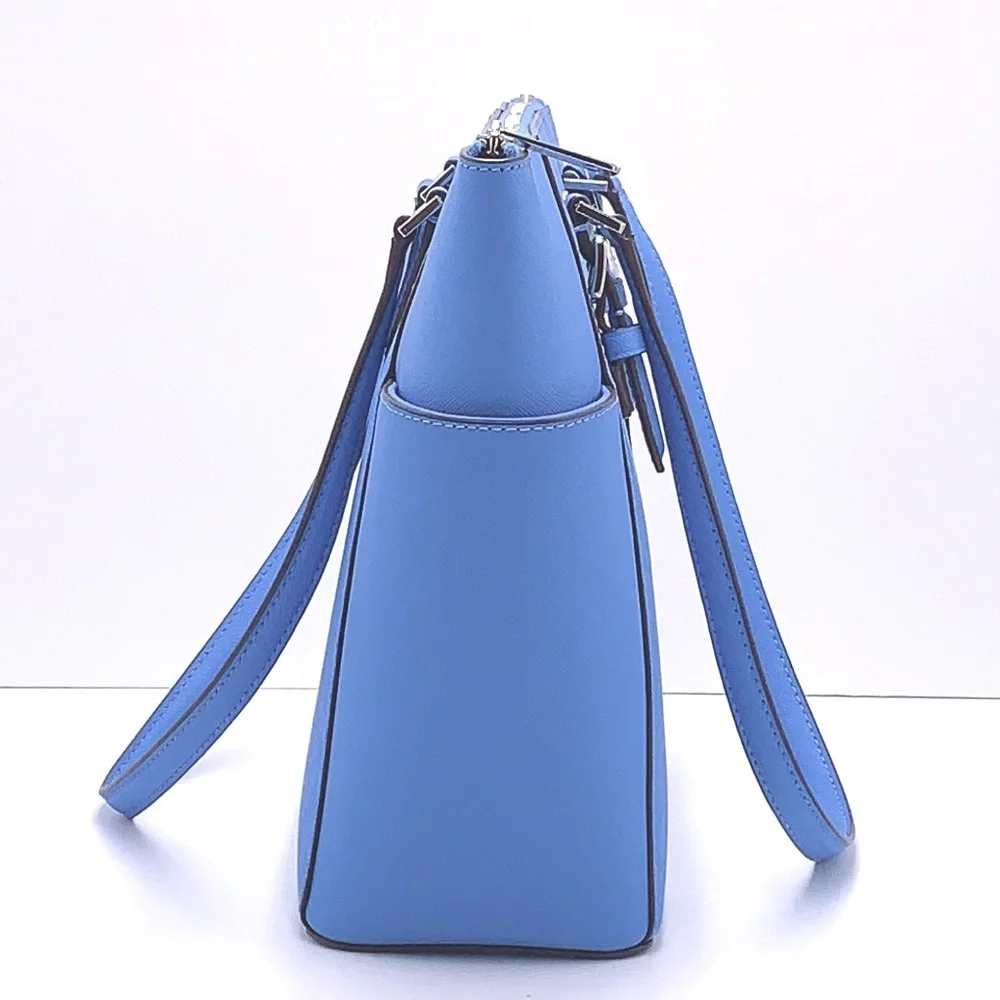 MICHAEL KORS Jet Set Large Crossgrain Leather Top-Zip Charlotte Tote Bag NWT